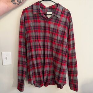 American Eagle Outfitters Red and Gray Checkered Shirt